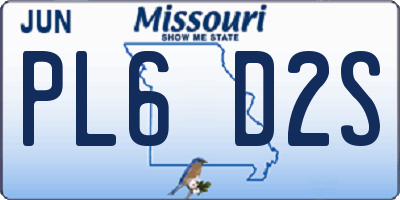 MO license plate PL6D2S