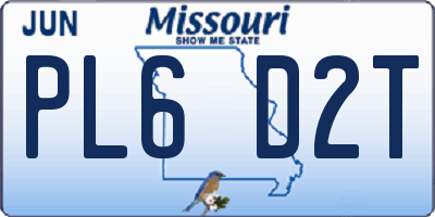 MO license plate PL6D2T