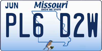 MO license plate PL6D2W
