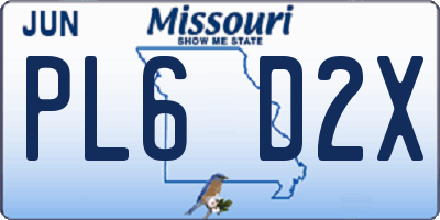 MO license plate PL6D2X