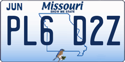 MO license plate PL6D2Z