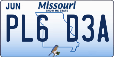 MO license plate PL6D3A
