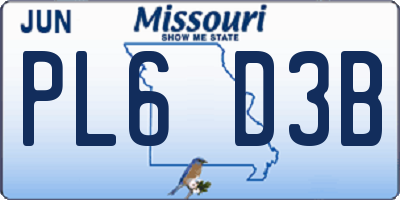 MO license plate PL6D3B