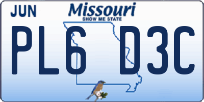 MO license plate PL6D3C