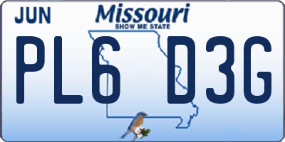 MO license plate PL6D3G