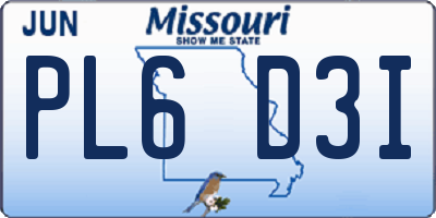 MO license plate PL6D3I
