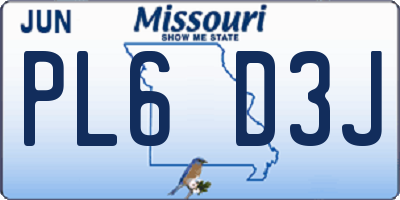 MO license plate PL6D3J