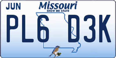 MO license plate PL6D3K