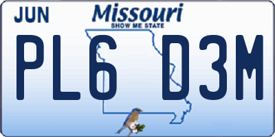 MO license plate PL6D3M