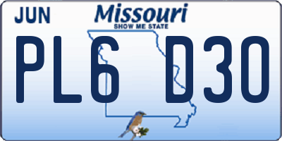 MO license plate PL6D3O