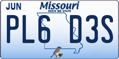 MO license plate PL6D3S