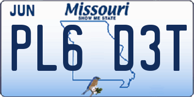 MO license plate PL6D3T