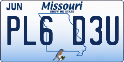 MO license plate PL6D3U