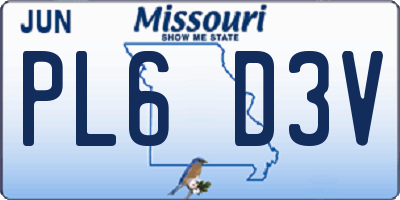 MO license plate PL6D3V