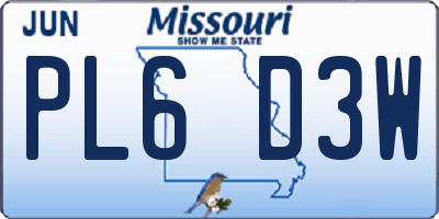 MO license plate PL6D3W