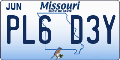 MO license plate PL6D3Y