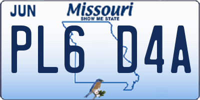 MO license plate PL6D4A