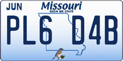 MO license plate PL6D4B