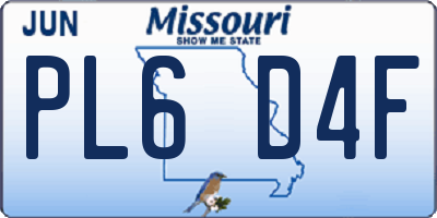 MO license plate PL6D4F