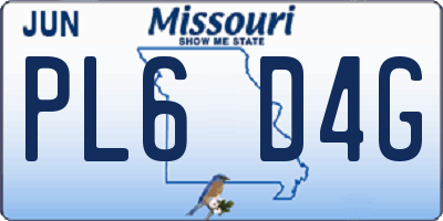 MO license plate PL6D4G