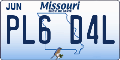 MO license plate PL6D4L