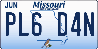MO license plate PL6D4N