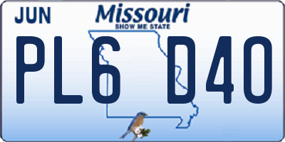 MO license plate PL6D4O
