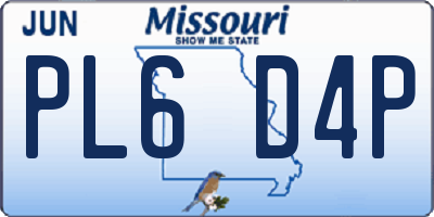 MO license plate PL6D4P