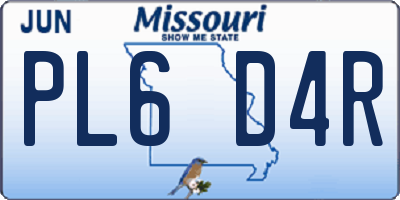 MO license plate PL6D4R