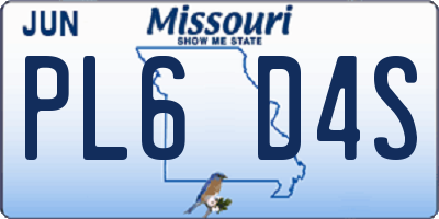MO license plate PL6D4S
