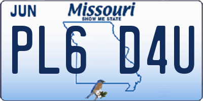 MO license plate PL6D4U
