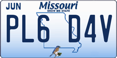 MO license plate PL6D4V