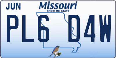 MO license plate PL6D4W