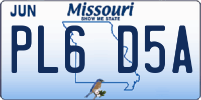 MO license plate PL6D5A