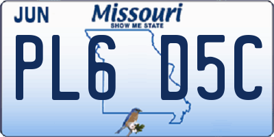 MO license plate PL6D5C