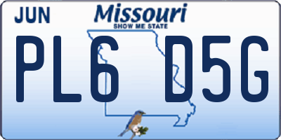 MO license plate PL6D5G