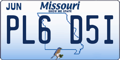 MO license plate PL6D5I