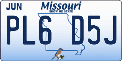 MO license plate PL6D5J
