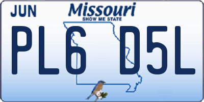 MO license plate PL6D5L