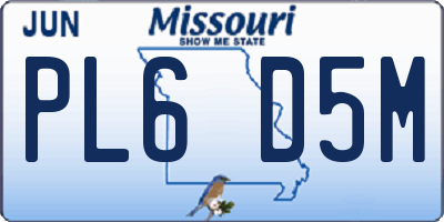 MO license plate PL6D5M