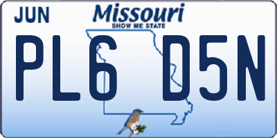 MO license plate PL6D5N