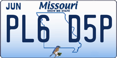 MO license plate PL6D5P