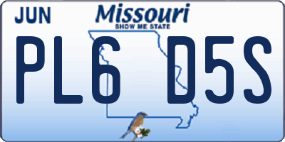 MO license plate PL6D5S