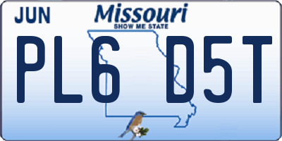 MO license plate PL6D5T