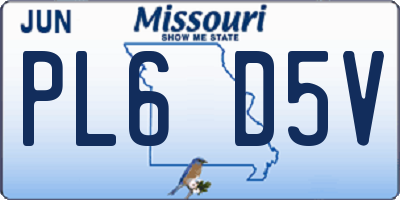 MO license plate PL6D5V