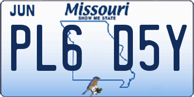 MO license plate PL6D5Y