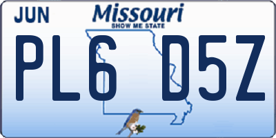 MO license plate PL6D5Z