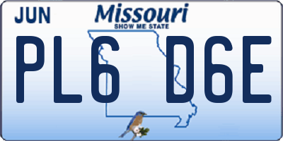 MO license plate PL6D6E