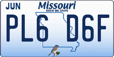 MO license plate PL6D6F