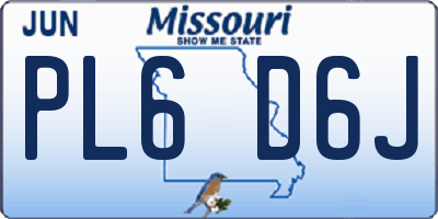 MO license plate PL6D6J